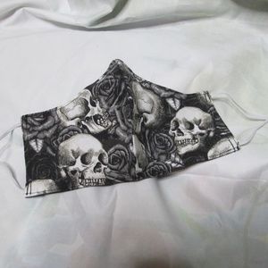 skulls and roses handmade dual layer dust mask